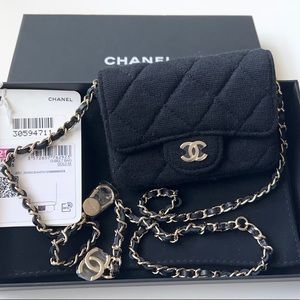 Chanel Black Quilted Jersey Fabric Belt Bag